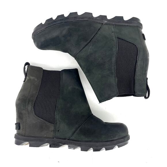 Sorel Women's 9.5 Black Suede Joan of Arctic Wedge‎ Waterproof Ankle Boots - Picture 5 of 8